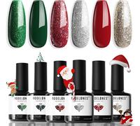 Uur-Modelones Vernis À Ongles Uv Semi Permanent Vert Rouge Pailleté, Vert Sapin Lot 6 Couleur Noël Kit Soak Off Gel Nail Polish Pour Banquet, Fête, Nail Art Manucure