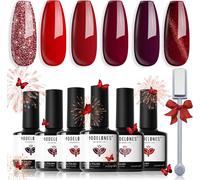 Uur-Modelones Vernis Semi Permanent Rouge Pailleté, 6 Couleur Gel Uv Semi Permanent Kit Avec Bâton Magnétique, Cat Eye Vernis À Ongles Yeux De Chat Soak Off Polish French Manucure Cadeau De Saint-Val
