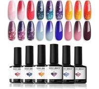 Uur-Modelones Vernis Semi Permanent, Vernis Gel Uv Semi Permanent Change De Couleurs Température 6 Couleurs Rouge Rose Paillettes Bleu Violet Vernis À Ongles Soak Off Polish French Manucure Pour Été