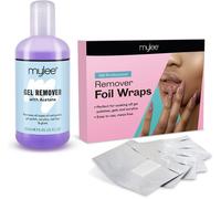 Uur-Mylee Kit De Dissolvant Gel Remover 250ml Vernis À Ongles Semi Permanent + 100 Lingettes En Coton Non Pelucheuses Pré-Fixées Sur Feuilles D'aluminium, Dissolvant 100% Acétone Pure Vernis Gel Uv &