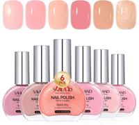 Uur-Saviland Kit Vernis À Ongles Rosa Nude: 6 Pcs 8ml Vernis Gel À Séchage Rapide Avec Shimmer Et Pailletés, Longue Tenue, Manucure Diy, Cadeau Minimaliste Moderne