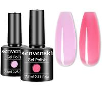 Uur-Senvenski Rose Gelée Vitrail Vernis Semi Permanent, Vernis À Ongles Gel Cristal Transparente Nudité Couleur Shellac Cadeau Uv Led Art Kit Pour French Manucure (Cs2-001)