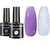 Uur-Senvenski Violet Gelée Vitrail Vernis Semi Permanent, Perle Opale Mermaid Vernis Semi Permanent, Glace Nudité Transparente Verre Violet Vernis À Ongles Uv Led Art Kit Pour French Manucure (Cs2-01