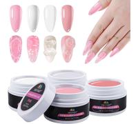 Uur-Solid Builder Gel Pour Ongles, 4 Couleurs Sculpture D'extension Clear Nude Blanc Rose - Set Pour Débutants, 4 * 15ml