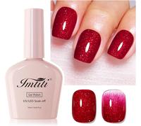 Uur-Vernis À Ongles En Gel Pailleté Rouge, 1pcs Vernis À Ongles En Gel Pailleté Rouge De Noël, Vernis À Ongles Led Uv,Manucure De Départ Pour Le Salon De Manucure À Domicile Pour Les Femmes (10 Ml)