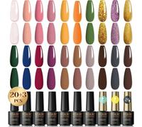 Uur-Vernis Semi Permanent 23pcs, 20 Couleurs Mini Nude Rose Violet Doré Marron Paillettes Vernis À Ongles Gel Soak Off Uv/Led Semi-Permanent Manucure Kit Pour Salon De Manucure Diy Home