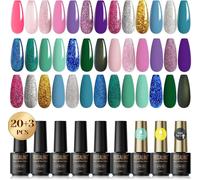Uur-Vernis Semi Permanent 23pcs, 20 Couleurs Mini Rose Nude Pourpre Vert Bleu Paillettes Vernis À Ongles Gel Soak Off Uv/Led Semi-Permanent Manucure Kit Pour Salon De Manucure Diy Home