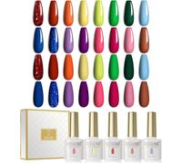 Uur-Vernis Semi Permanent Lot, 20pcs Vernis À Ongles Gels Semi-Permanents Avec Base Et Top Coat Matt Top Coat Uv Led Soak Off Gel Nail Polish Kit 6ml