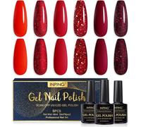Uur-Vernis Semi Permanent Rouge,6 Couleurs Rouge Foncé Rouge Pailleté Vernis Gel Uv Semi Permanent,Soak Off Uv/Led Vernis À Ongles Pour Débutant Nail Art Diy,8ml