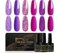 Uur-Vernis Semi Permanent Violet, 6 Couleurs Violet Rose-Mauve Foncé Paillettes Gel Uv Semi Permanent Soak Off Uv/Led Vernis À Ongles Pour Salon De Manucure Diy Home, 8ml