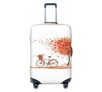 Uusnwaa Bagages lavables arbre d'automne avec vieux vélo imprimé housse de protection tendance pour valise de voyage anti-poussière anti-rayures, Noir , L
