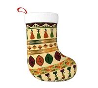 Uusnwaa Bas de Noël style bohémien traditionnel africain imprimé, avec manchette en peluche blanche super douce pour décoration de vacances en famille
