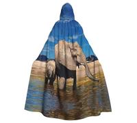 Uusnwaa Cape à capuche avec grandes oreilles imprimé éléphant, cape avec capuche médiévale de la Renaissance pour homme et femme, costume d'Halloween et de cosplay