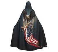 Uusnwaa Cape à capuche avec imprimé aigle à tête blanche d'Amérique du Nord, cape avec capuche, cape médiévale de la Renaissance pour homme et femme, costume d'Halloween et de cosplay
