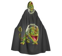 Uusnwaa Cape à capuche avec imprimé caméléon écouter de la musique, cape avec capuche médiévale Renaissance pour homme et femme, costume d'Halloween et de cosplay