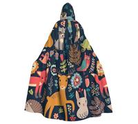 Uusnwaa Cape à capuche avec imprimé hibou, lapin, oiseau, renard, cape avec capuche médiévale Renaissance pour homme et femme, costume d'Halloween et de costumade