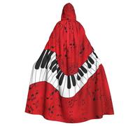 Uusnwaa Cape à capuche avec imprimé note de musique piano, cape avec capuche pour homme et femme, costume d'Halloween et de costumade