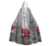 Uusnwaa Cape à capuche avec imprimé parapluie rouge de la Tour Eiffel Paris Street - Cape avec capuche - Cape médiévale de la Renaissance pour homme et femme - Costume d'Halloween et de costumade