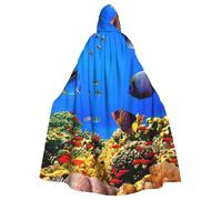 Uusnwaa Cape à capuche avec motif poisson de mer, cape avec capuche médiévale Renaissance pour homme et femme, costume d'Halloween et de costumade