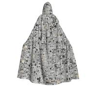 Uusnwaa Cape à capuche imprimée journal HD, cape avec capuche médiévale Renaissance pour homme et femme, costume d'Halloween et de cosplay