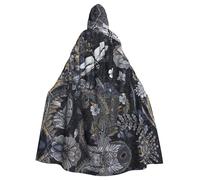 Uusnwaa Cape à capuche imprimée libellules grise, cape avec capuche médiévale Renaissance pour homme et femme, costume d'Halloween et de costumade