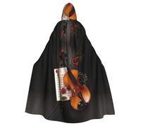 Uusnwaa Cape à capuche pour violon avec partitions de musique - Cape avec capuche - Cape médiévale de la Renaissance pour homme et femme - Costume d'Halloween et de cosplay