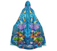 Uusnwaa Cape à capuche unisexe pour adultes, motif tortue de mer, poisson tropical, étoile de mer, cape d'Halloween, cape de Noël, costume de fête