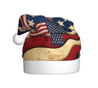 Uusnwaa Chapeau de Noël 4 juillet imprimé drapeau patriotique, chapeau de Père Noël unisexe pour adultes, chapeau de Noël épais pour fête du Nouvel An