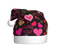 Uusnwaa Chapeau de Noël avec plusieurs symboles imprimés, chapeau de Père Noël unisexe pour adultes, chapeau de Noël épais pour fête du Nouvel An