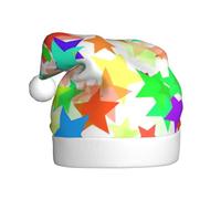 Uusnwaa Chapeau de Noël coloré imprimé étoiles, chapeau de Père Noël unisexe pour adultes, chapeau de Noël épais pour fête du Nouvel An