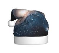 Uusnwaa Chapeau de Noël imprimé galaxie univers étoiles, chapeau de Père Noël unisexe pour adulte, chapeau de Noël épais pour fête du Nouvel An