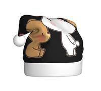 Uusnwaa Chapeau de Noël imprimé ours blanc marron chapeau de Père Noël unisexe pour adultes, chapeau de Noël épais pour fête du Nouvel An