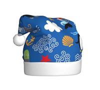 Uusnwaa Chapeau de Noël imprimé pingouin tortue, chapeau de Père Noël unisexe pour adultes, chapeau de Noël épais pour fête du Nouvel An