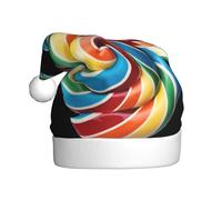 Uusnwaa Chapeau de Noël imprimé sucette, chapeau de Père Noël unisexe pour adultes, chapeau de Noël épais pour fête du Nouvel An