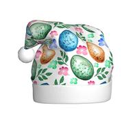 Uusnwaa Chapeau de Noël imprimé œufs de Pâques, chapeau de Père Noël unisexe pour adultes, chapeau de Noël épais pour fête du Nouvel An