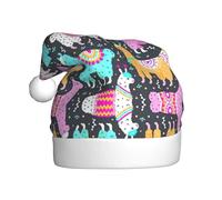 Uusnwaa Chapeau de Noël indien imprimé alpaga, chapeau de Père Noël unisexe pour adultes, chapeau de Noël épais pour fête du Nouvel An