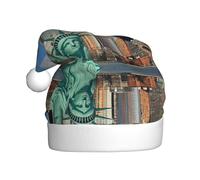 Uusnwaa Chapeau imprimé statue de la liberté à New York, chapeau de Père Noël unisexe pour adulte, chapeau de Noël épais pour fête du Nouvel An