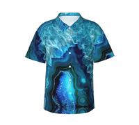 Uusnwaa Chemise hawaïenne à imprimé turquoise turquoise pour homme, chemise décontractée à manches courtes avec poche poitrine gauche (S-3XL), Noir , XXL