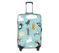 Uusnwaa Housse de bagage lavable avec fermeture éclair dissimulée - Motif chats et chiens - Accessoires essentiels de voyage, blanc, M