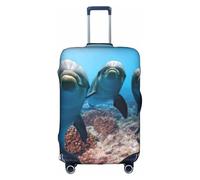 Uusnwaa Housse de bagage lavable avec fermeture éclair dissimulée Motif dauphin qui vous regarde, blanc, S