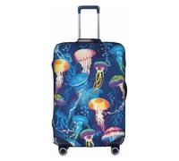 Uusnwaa Housse de bagage lavable avec fermeture éclair dissimulée - Motif méduses colorées, blanc, S