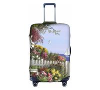 Uusnwaa Housse de bagage lavable avec fermeture éclair dissimulée - Motif phare de voyage - Peinture diamant, blanc, M