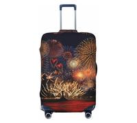 Uusnwaa Housse de bagage lavable avec impression feu d'artifice, protection de valise tendance, anti-poussière, anti-rayures, housse de valise de voyage