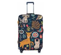 Uusnwaa Housse de protection lavable pour valises de voyage anti-poussière et anti-rayures Motif chouette lapin oiseau renard, Noir , L