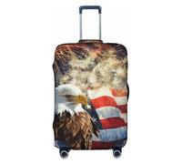 Uusnwaa Housse de protection lavable pour valises de voyage avec drapeau américain - Motif aigle de feu - Anti-poussière et anti-rayures, Noir , S