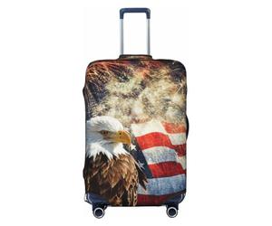 Uusnwaa Housse de protection lavable pour valises de voyage avec drapeau américain - Motif aigle de feu - Anti-poussière et anti-rayures, Noir , S
