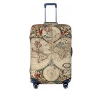 Uusnwaa Housse de protection lavable pour valises de voyage avec motif carte du monde rétro, protection contre la poussière et les rayures, Noir , L