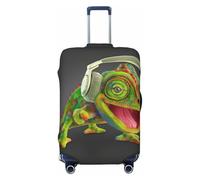 Uusnwaa Housse de protection lavable pour valises de voyage caméléon écouter de la musique, protection de valise, anti-poussière et anti-rayures, Noir , L