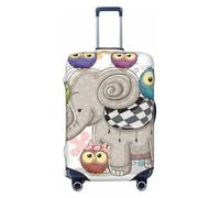 Uusnwaa Housse de protection lavable pour valises de voyage motif éléphant et hiboux avec motif floral, Noir , S