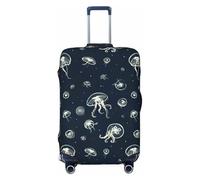 Uusnwaa Housse de protection pour valise de voyage lavable avec motif méduses et anti-rayures, anti-poussière, Noir , M